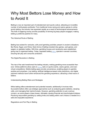 Why Most Bettors Lose Money and How to Avoid It (1)