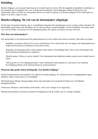 Huisbeveiliging: De rol van de slotenmaker uitgelegd