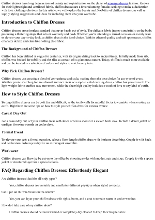 Chiffon Dresses: Easily Elegant