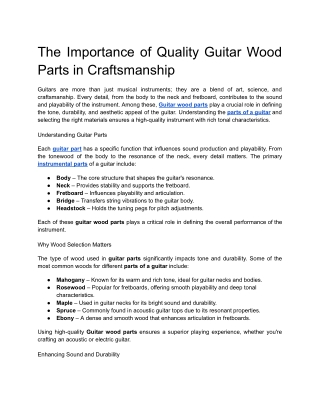 The Importance of Quality Guitar Wood Parts in Craftsmanship