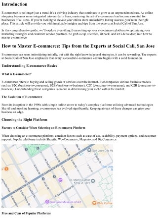 How to Master E-commerce: Tips from the Experts at Social Cali, San Jose