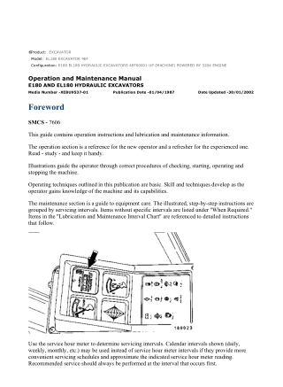 Caterpillar CAT EL180 EXCAVATOR (4EF00001-UP) Operation and Maintenance Manual Instant Download