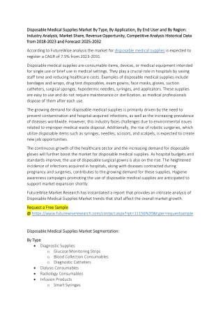 Innovations in Disposable Medical Products: Market Insights & Opportunities