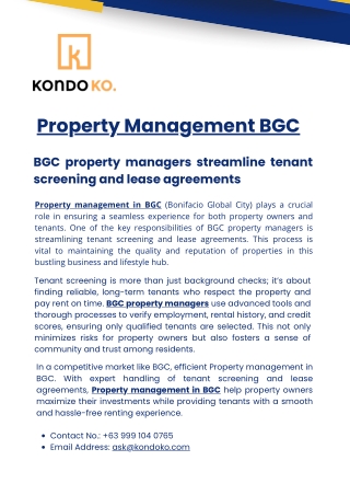 BGC property managers streamline tenant screening and lease agreements