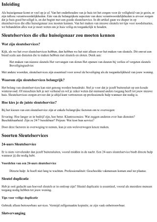 Sleutelservices die elke huiseigenaar zou moeten kennen