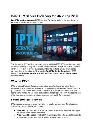 Best IPTV Service Providers for 2025_ Top Picks
