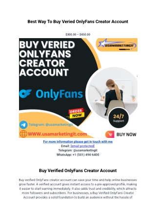 Best Way To Buy Veried OnlyFans Creator Account