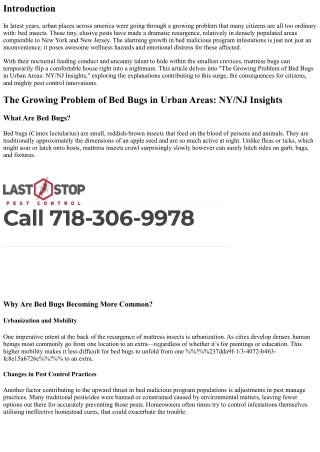 “The Growing Problem of Bed Bugs in Urban Areas: NY/NJ Insights”