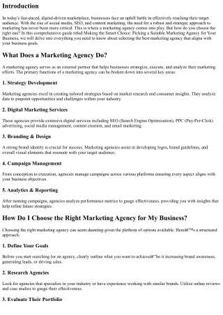 Making the Smart Choice: Picking a Suitable Marketing Agency for Your Business