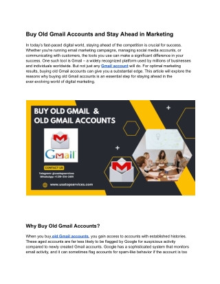 Buy Old  Gmail Accounts – Secure & Verified Accounts