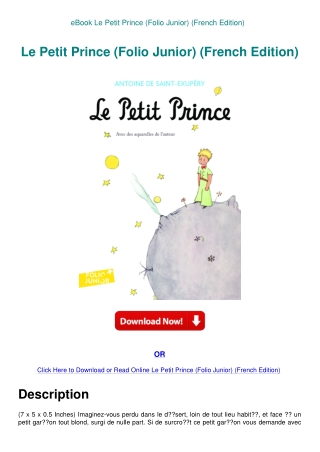 eBook Le Petit Prince (Folio Junior) (French Edition)