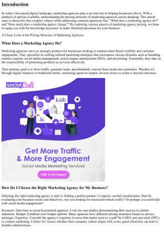 A Closer Look at the Pricing Structure of Marketing Agencies