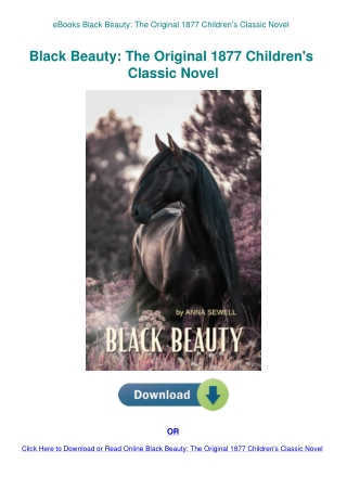 eBooks Black Beauty The Original 1877 Children's Classic Novel