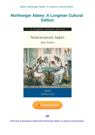 eBook Northanger Abbey A Longman Cultural Edition