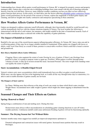 How Weather Affects Gutter Performance in Vernon, BC