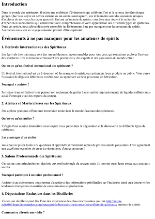 Événements à ne pas manquer pour les amateurs de spirits
