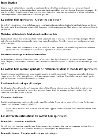 “Le coffret bois comme symbole de raffinement dans le monde des spiritueux”