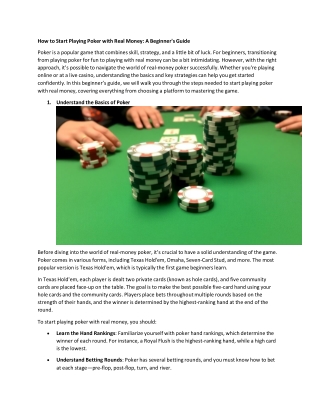 How to Play Poker with Real Money: A Beginner's Guide