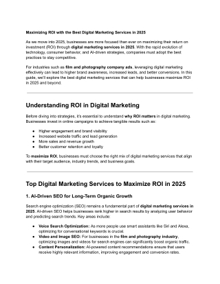 Maximizing ROI with the Best Digital Marketing Services in 2025