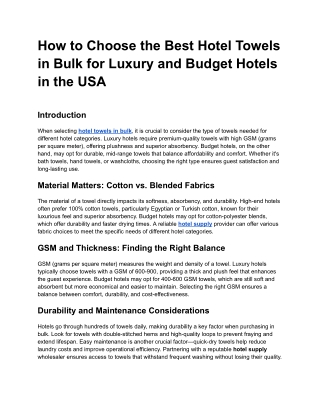 How to Choose the Best Hotel Towels in Bulk for Luxury and Budget Hotels in the USA