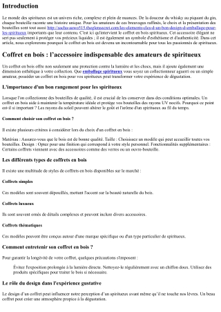 “Coffret en bois : l’accessoire indispensable des amateurs de spiritueux”
