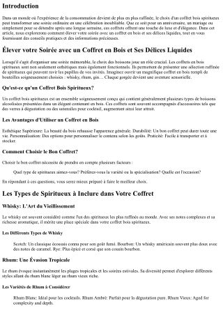 Élever votre Soirée avec un Coffret en Bois et Ses Délices Liquides