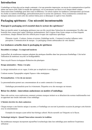 “Briser les clichés : innovations audacieuses en matière d’emballage.”