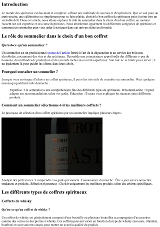 Le rôle du sommelier dans le choix d'un bon coffret