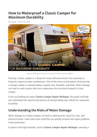 Keep Your Camper Dry with Classic Camper Repair Michigan Guide
