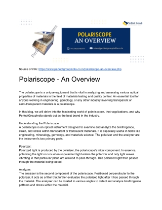 Polariscope - An Overview