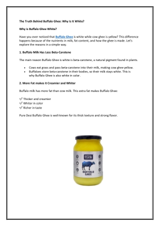 The Truth Behind Buffalo Ghee: Why Is It White?