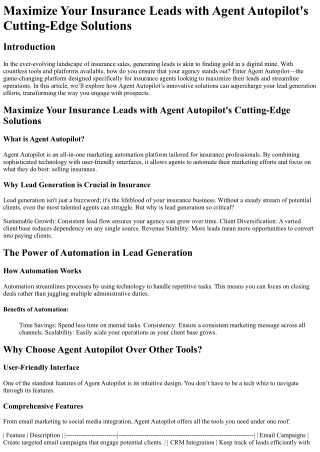 Maximize Your Insurance Leads with Agent Autopilot_s Cutting-Edge Solutions