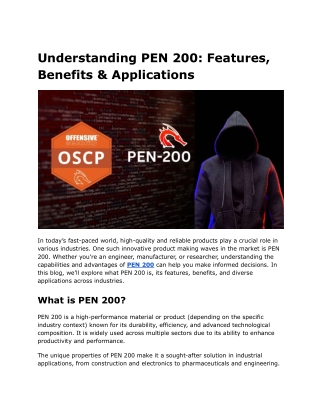 Understanding PEN 200_ Features, Benefits & Applications