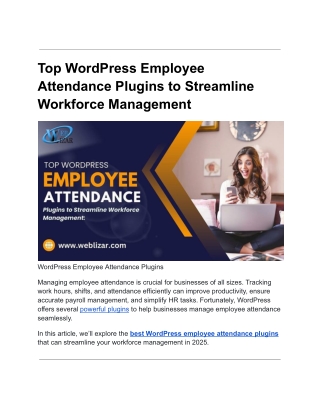Top WordPress Employee Attendance Plugins to Streamline Workforce Management