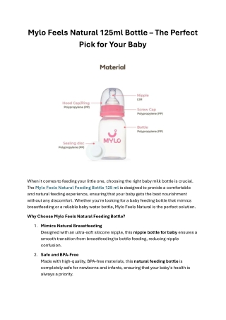 Mylo Feels Natural 125ml Bottle – The Perfect Pick for Your Baby