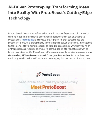 AI-Driven Prototyping Transforming Ideas into Reality With ProtoBoost's Cutting-Edge Technology