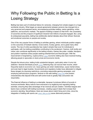 Why Following the Public in Betting Is a Losing Strategy