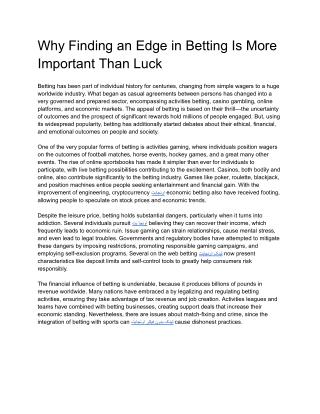 Why Finding an Edge in Betting Is More Important Than Luck