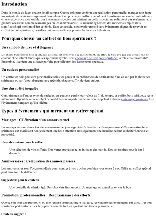 Événements spéciés qui méritent un coffert spécial