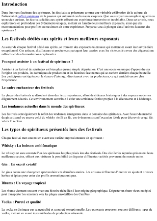 Les festivals dédiés aux spirits et leurs meilleurs exposants