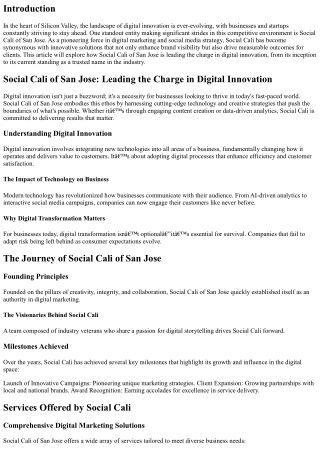 Social Cali of San Jose: Leading the Charge in Digital Innovation