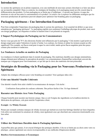 Stratégies de Branding via le Packaging pour les Nouveaux Producteurs de Spiritu