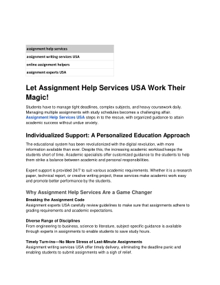 Let c USA Work Their Magic!