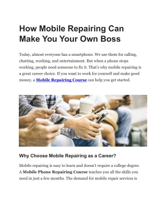 How Mobile Repairing Can Make You Your Own Boss