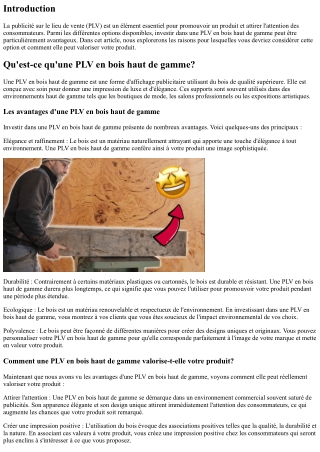 Pourquoi investir dans une PLV en bois haut de gamme pour valoriser votre produi