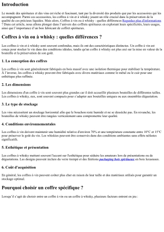 Coffres à vin ou à whisky : quelles différences ?