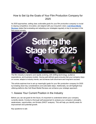 How to Set Up the Goals of Your Film Production Company for 2025