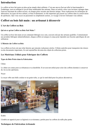 Coffret en bois fait main : un artisanat à découvrir