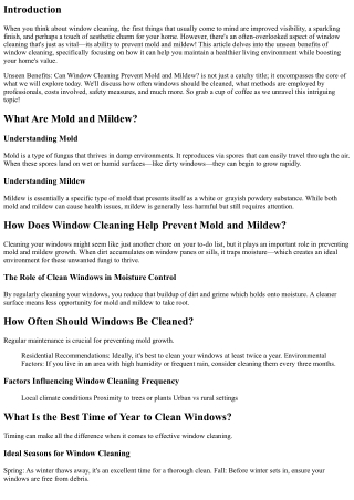Unseen Benefits: Can Window Cleaning Prevent Mold and Mildew?