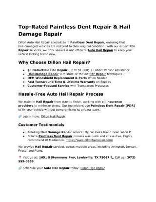Dillon Auto Hail Repair